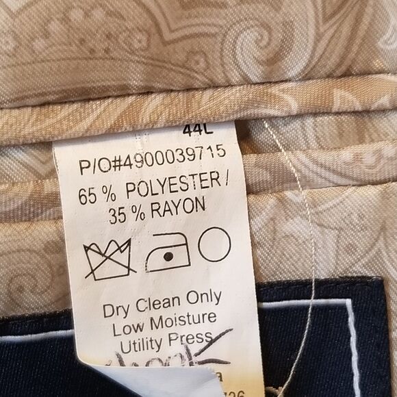 Chaps 44R Suit Set Tan Sport Coat Pants 36x34 2 Button Notch Lapel Classic FLAW - Picture 9 of 13